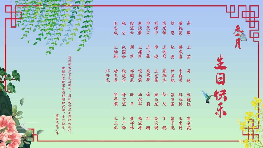 【生日祝?！抗ё?月生日的員工生日快樂！